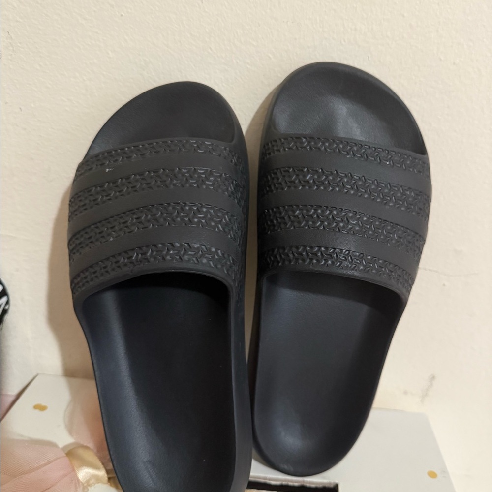Adidas Black Embossed Slide Sandals - Picture 5 of 6